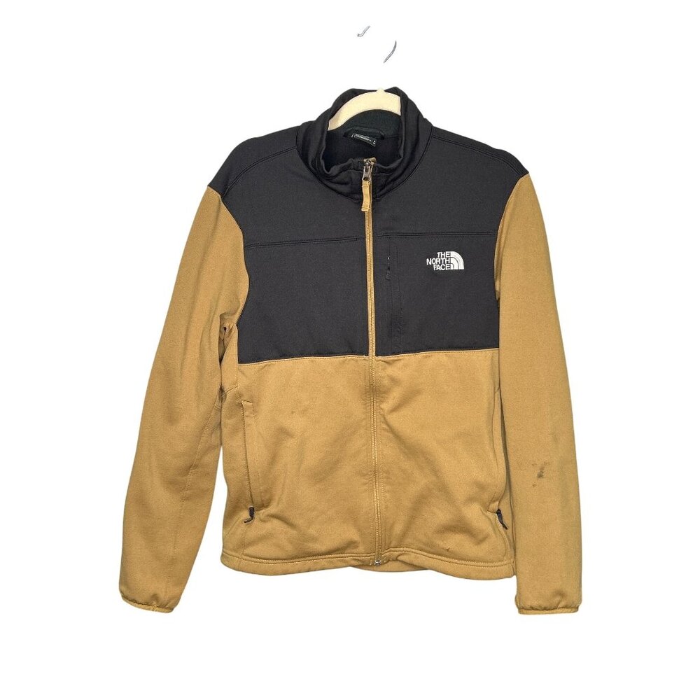 The North Face Mens Medium Full-Zip Jacket Black & Tan Fleece